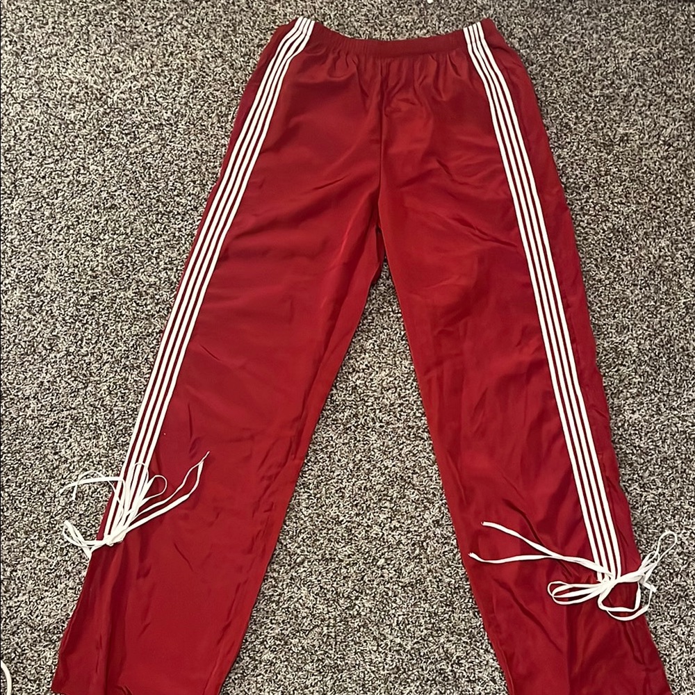 Edikted red striped bow track pants
